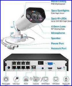 ZOSI 5MP PoE CCTV Security Camera System 8CH 4K HD NVR Home Surveillance Outdoor