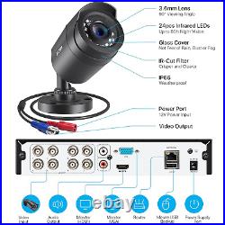 ZOSI 8CH 1080P DVR 6xCCTV Camera Home Security System Kit 1TB Hard Drive Outdoor