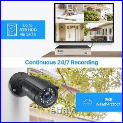 ZOSI 8CH H. 265+ 5MP DVR Outdoor 1080P CCTV Home Security Camera System 1TB HDD