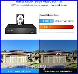 ZOSI CCTV Camera System Home Security 4K 4CH 2TB HDD DVR Outdoor IR Night Vision