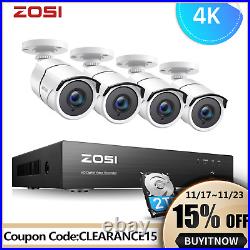 ZOSI CCTV Camera System Home Security 4K 4CH 2TB HDD DVR Outdoor IR Night Vision