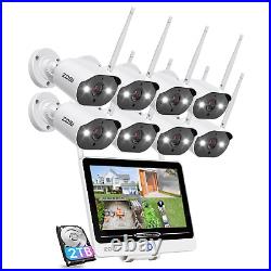 ZOSI CCTV Camera System Home Security Outdoor 2Way Audio 2K Wireless 12NVR 2TB