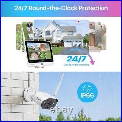 ZOSI CCTV Camera System Home Security Outdoor 2Way Audio 2K Wireless 12NVR 2TB