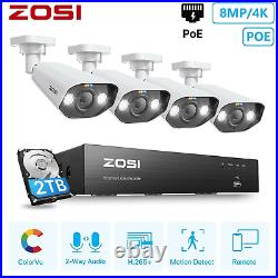 ZOSI POE CCTV System 4K 8MP IP Camera ColorVu 2 Way Audio Home Security Outdoor