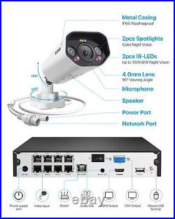 ZOSI POE CCTV System 4K 8MP IP Camera ColorVu 2 Way Audio Home Security Outdoor