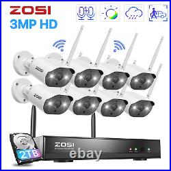 ZOSI Wireless CCTV Camera System 8CH 3MP Home Security Outdoor 2TB HDD IR Audio